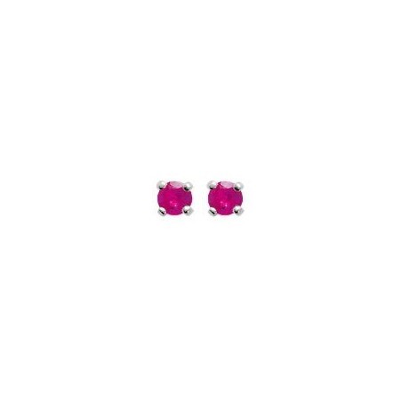 Clous d'oreilles argent 925 4 griffes + Zirconium rose rond 3 mm