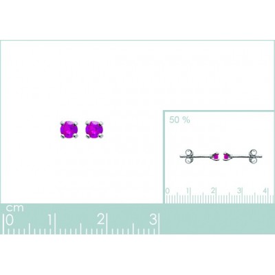 puces d'oreilles argent 925 + Zirconium rose fuschia, taille 2mm