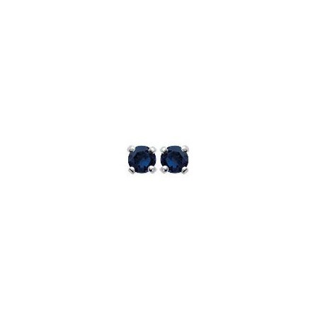 Clous d'oreilles argent 925 4 griffes + Zirconium bleu nuit rond 3 mm