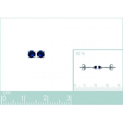 puces d'oreilles argent 925 + Zirconium bleu turquoise, taille 3mm