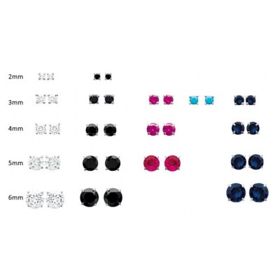 Clous d'oreilles argent 925 + Zirconium couleur au choix - 18 modèles