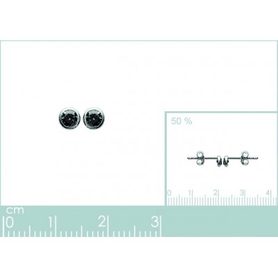 Boucles d'oreilles clou en argent 925, pierre noire 3 mm