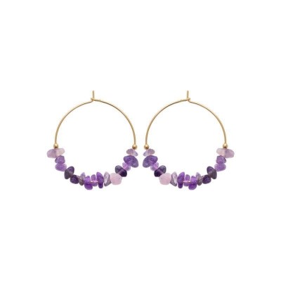 créoles violettes avec pierres naturelles