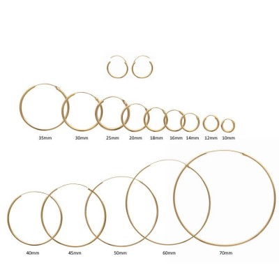 14 tailles de créoles fines en plaqué or pour se faire plaisir!