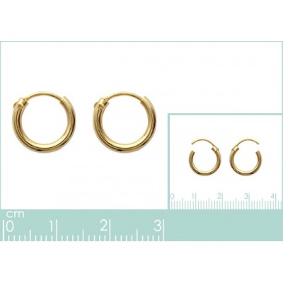 petites boucles d'oreilles créoles dorées, plaqué or 18 carats, 12mm, femme et fille