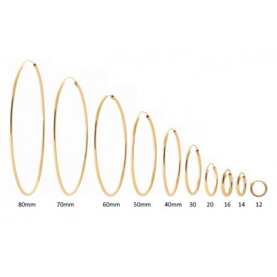 Créoles plaqué or femme & fille, fil épais, 10 tailles au choix - Colibri