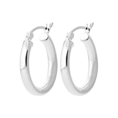 Créoles épaisses argent 925/1000, fil rond 3mm, diamètre 20mm - Solo