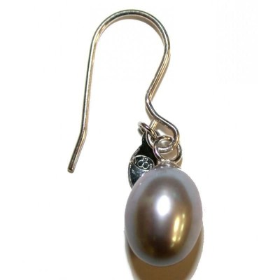 Boucles d'oreille perle de culture grise pour femme - Anya - Lyn&Or Bijoux