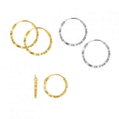 Créoles or 18 carats, motif ciselé, fille et femme - Epices