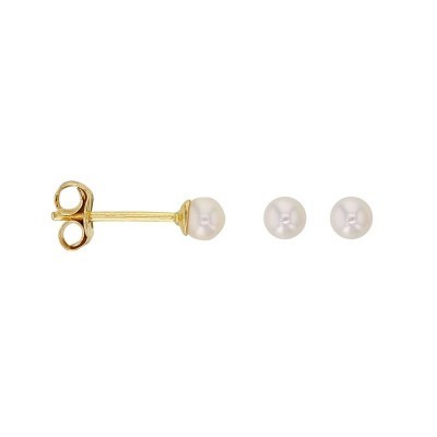 Boucles d'oreilles perle de culture d'eau douce 3 mm, or 18 cts, femme