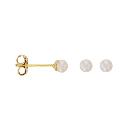 Boucles d'oreilles perle de culture d'eau douce 3 mm, or 18 cts, femme
