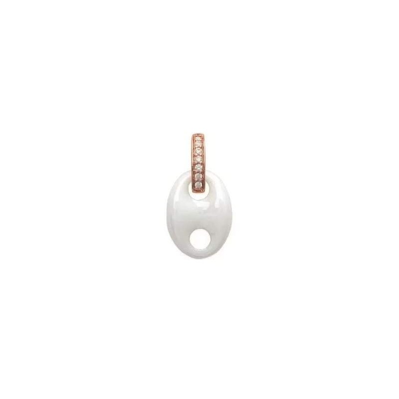 Pendentif grain de café plaqué or rose et céramique blanche pour femme
