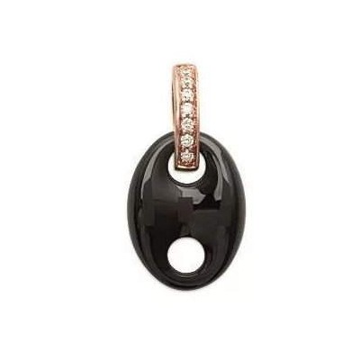 Pendentif grain de café plaqué or rose et céramique noire pour femme
