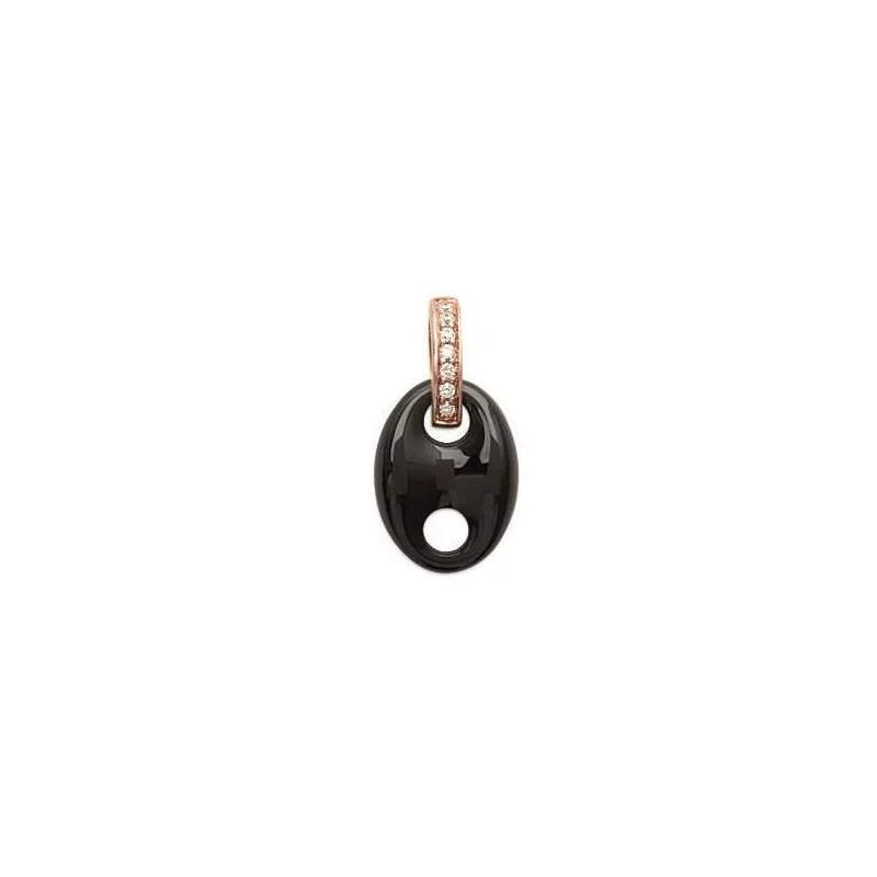 Pendentif grain de café plaqué or rose et céramique noire pour femme