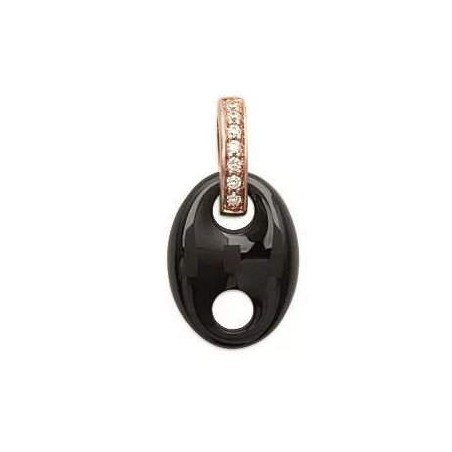 Pendentif grain de café plaqué or rose et céramique noire pour femme