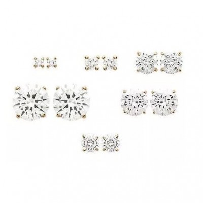 Boucles d'oreilles enfant & femme, clou plaqué or et zircon solitaire