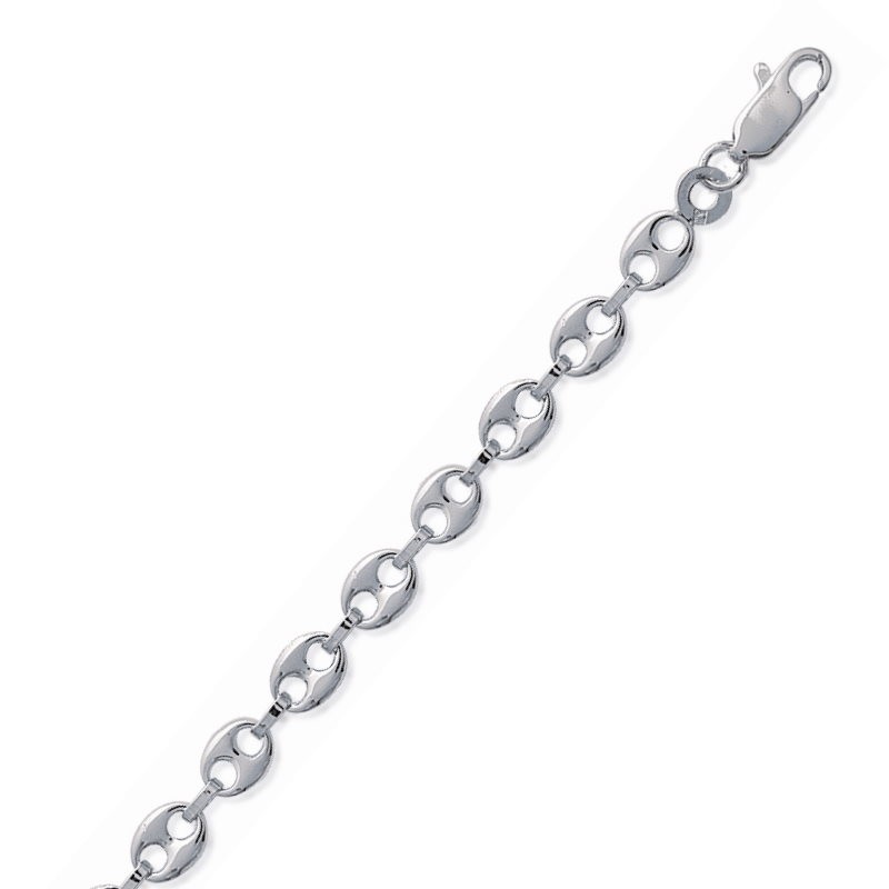 chaîne femme maille graine de café argent 925, largeur 4,9 mm
