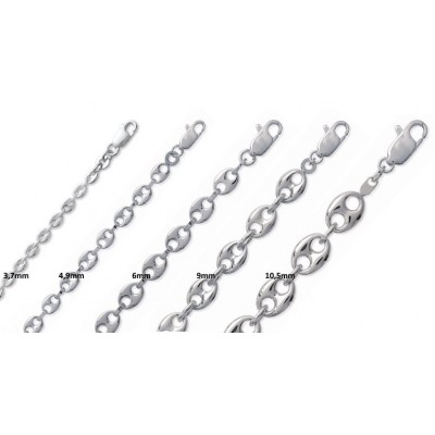 Collier graine de café argent 925 pour femme et homme - 5 largeurs