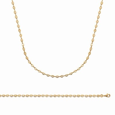 Fin Collier Graine de Café en plaqué or femme - 3,7 mm - 50 cm - 60 cm