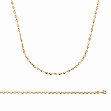 Fin Collier Graine de Café en plaqué or femme - 3,7 mm - 50 cm - 60 cm