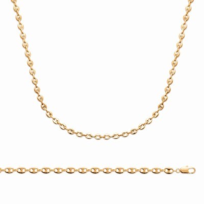 Fin Collier Graine de Café en plaqué or femme - 4,9 mm - 45 cm