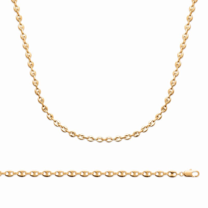 Fin Collier Graine de Café en plaqué or femme - 4,9 mm - 45 cm