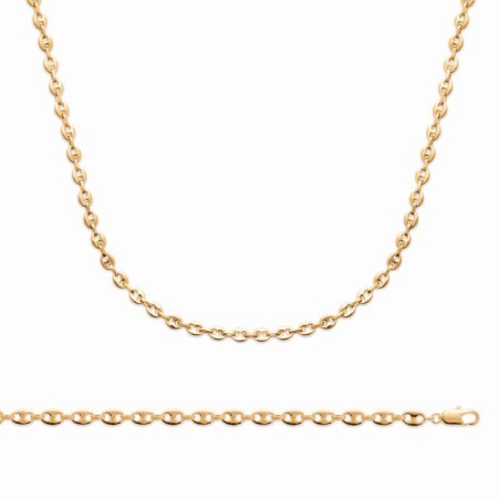 Fin Collier Graine de Café en plaqué or femme - 4,9 mm - 45 cm