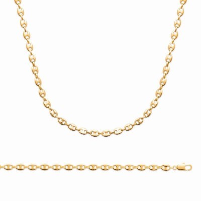 Collier Graine de Café en plaqué or femme et homme - 6 mm - 50 cm 55 cm 60 cm