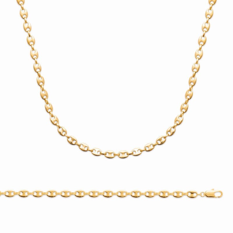 Collier Graine de Café en plaqué or femme et homme - 6 mm - 50 cm 55 cm 60 cm