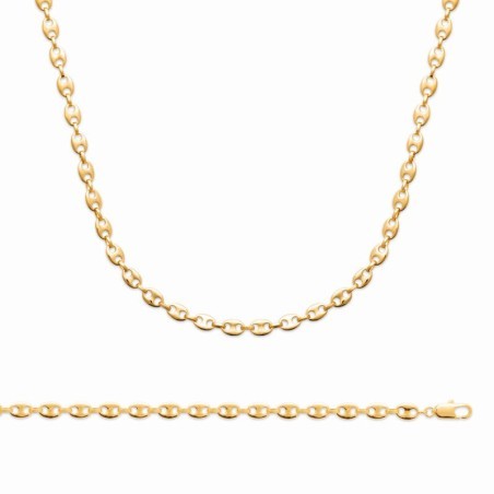 Collier Graine de Café en plaqué or femme et homme - 6 mm - 50 cm 55 cm 60 cm