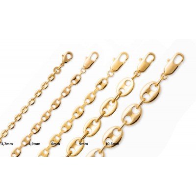 Collier Graine de Café en plaqué or homme et femme - 4 largeurs