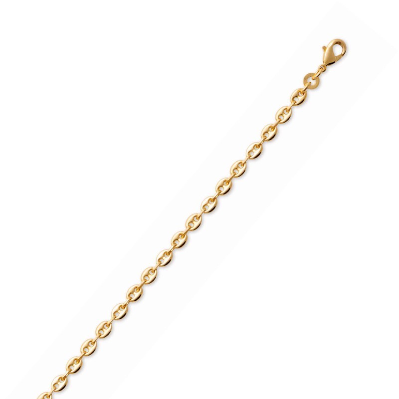 fin Bracelet graine de café plaqué or pour femme - 3,70mm - 18cm