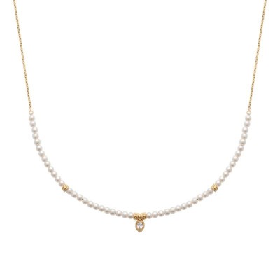 collier perles blanches 45 cm