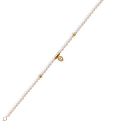 bracelet perles blanches 18 cm