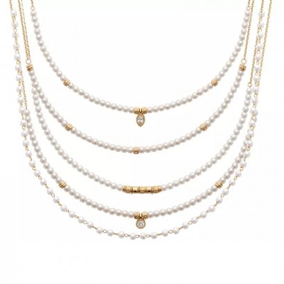 Collier de perles pour femme, plaqué or - 5 modèles tendance