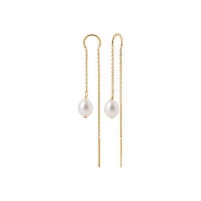 Chaînes d'oreilles en perles pour femme, plaqué or - Tyna