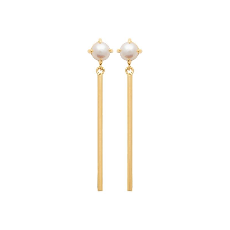 Boucles d'oreilles pendantes, perles de culture & plaqué or - Ayna