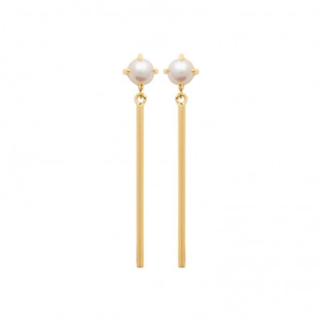 Boucles d'oreilles pendantes, perles de culture & plaqué or - Ayna