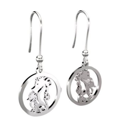 Boucles d'oreilles pendantes, Hippocampes pour femme en argent