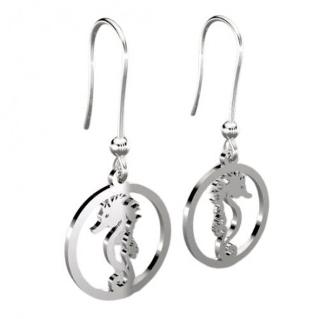 boucles pendantes hippocampes pour femme, argent rhodié 925