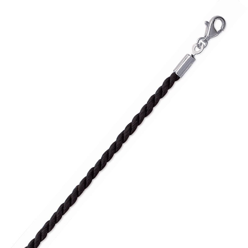 Cordon noir torsadé pour collier, femme et homme
