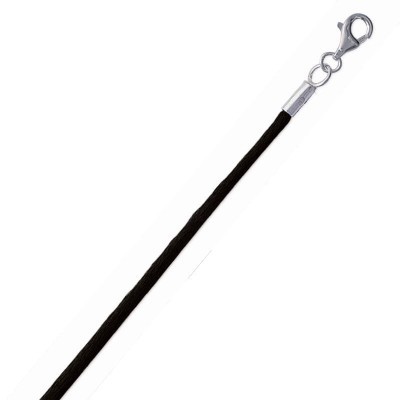 Cordon noir coton lisse pour collier, femme et homme