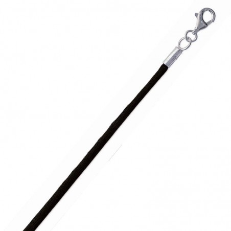 Cordon noir coton lisse pour collier, femme et homme