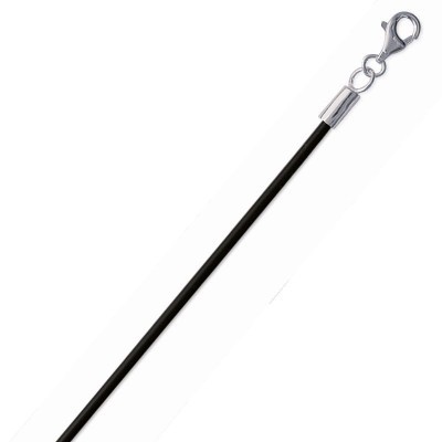 Cordon noir caoutchouc pour collier, femme et homme
