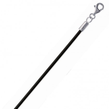 Cordon noir caoutchouc pour collier, femme et homme