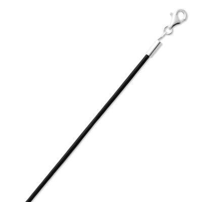 Cordon noir cuir et argent pour collier, femme et homme