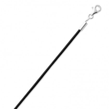 Cordon noir cuir et argent pour collier, femme et homme