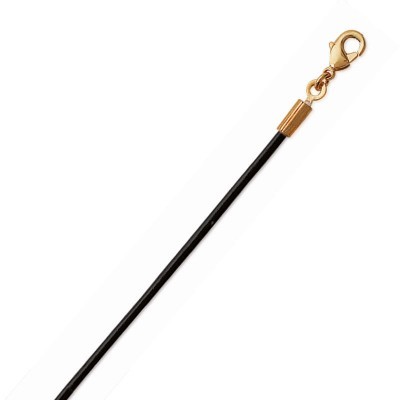 Cordon noir cuir et plaqué or pour collier, femme et homme