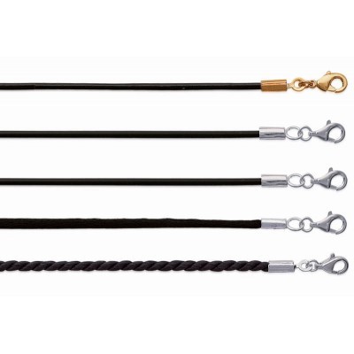Cordon noir pour collier, femme et homme - 5 modèles