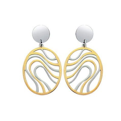 Boucles d'oreilles bicolores, acier doré et blanc, pour femme - Vanita